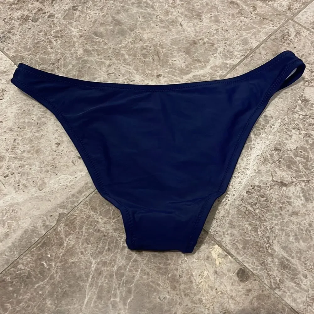 Cupshe Navy Bikini Bottom NEW Small Peyton Low Waist Hipster